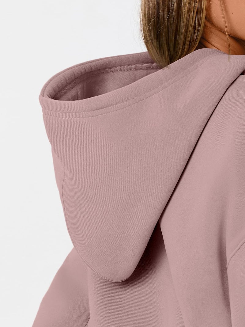 WYNNQUE Hoodies for Women Oversized Sweatshirts Fall Fashion Outfits 2026 Casual Sweaters Tops Fleece Plus Size Workout Comfy Winter Clothes DarkPink L - Image 5