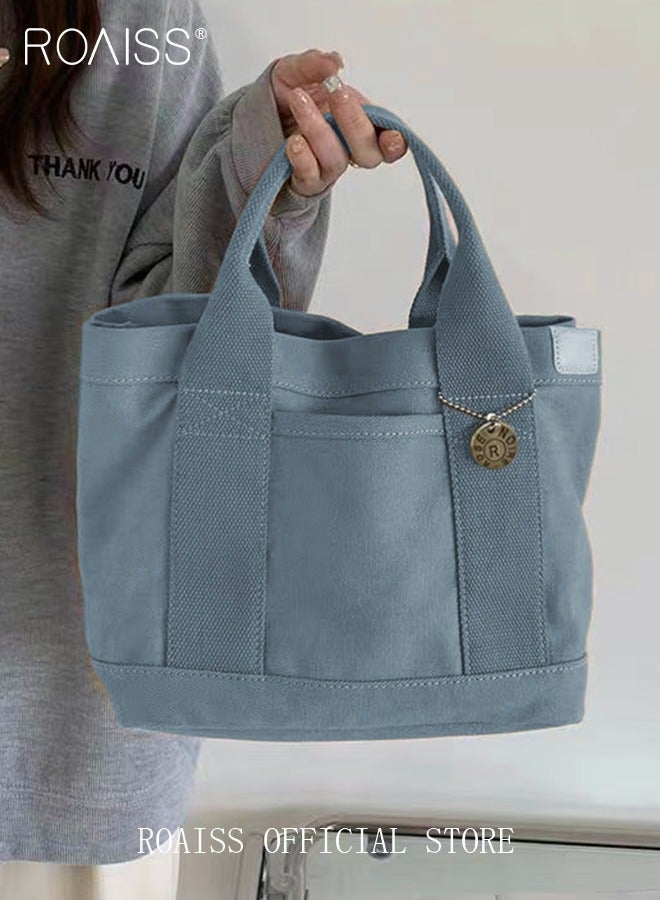 roaiss Women's Canvas Bag Tote Bag Lunch Bag Retro Casual Multi-inner Bag - Image 2