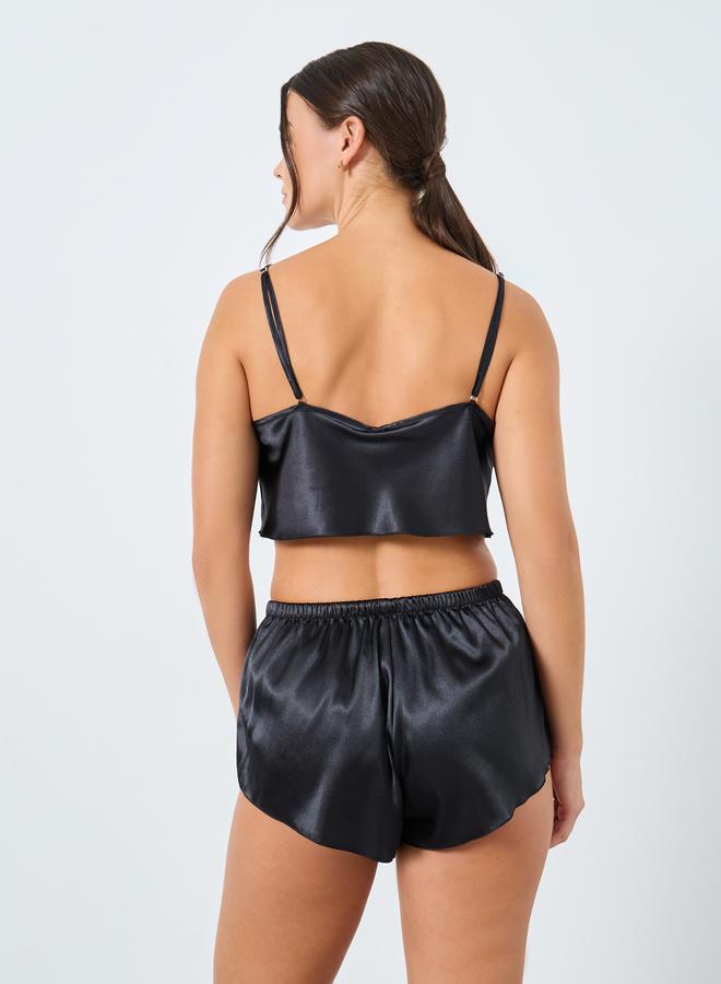 Styli Solid Satin Cami and Shorts Set - Image 4