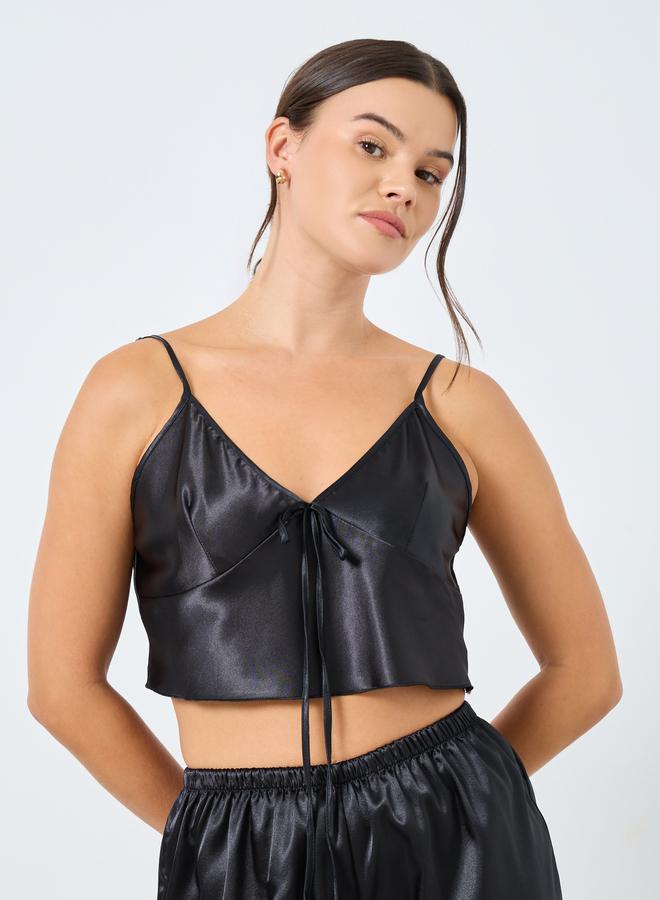 Styli Solid Satin Cami and Shorts Set - Image 2