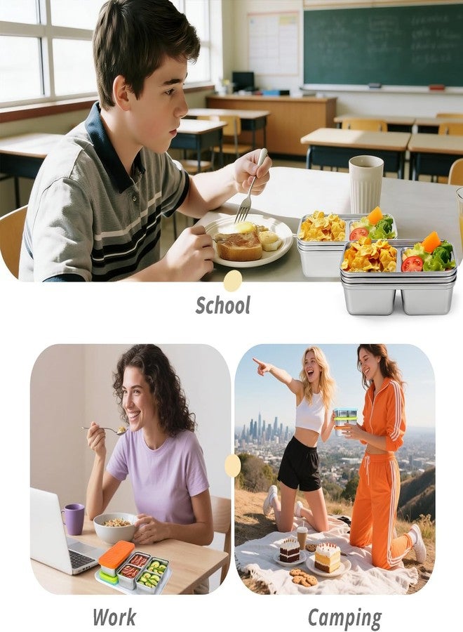 MACTANO 3 Pack Stainless Steel Snack Containers with Leak-Proof Lids, 15 OZ Double Compartment Dishwasher Safe Food Storage for School Office Travel - Image 5