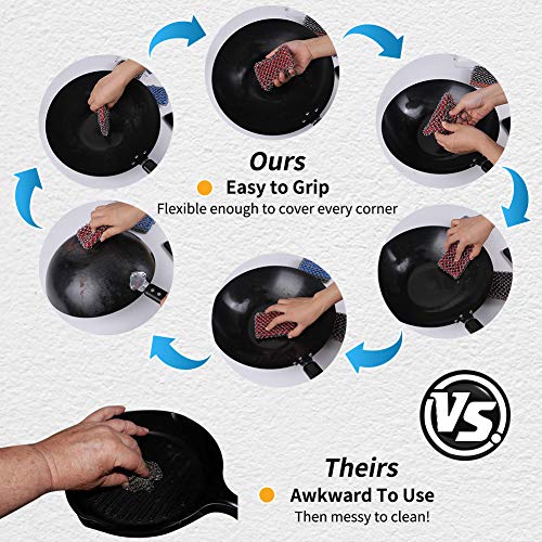 Herda 316L Cast Iron Scrubber Cleaner, Large Cast Iron Chain Mail Scrubber - Chainmail Scrubber Sponge - Metal Skillet Scrubbing, Wok, Dutch Oven Cleaning Kit - Image 3