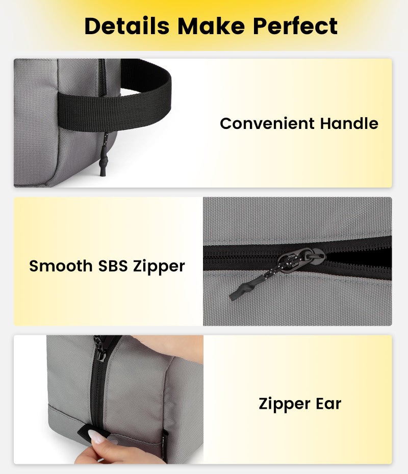 Vorspack Travel Toiletry Bag for Men - Hanging Toiletries Bag Water Resistant Travel Bag for Toiletries Accessories - Grey - Image 5