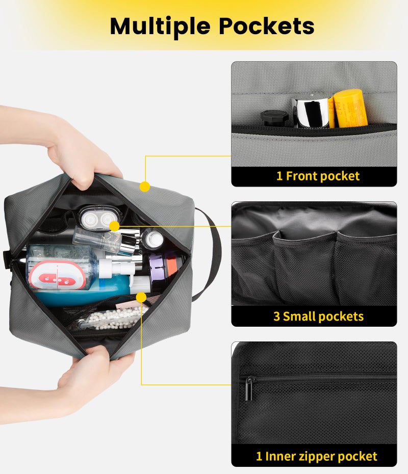 Vorspack Travel Toiletry Bag for Men - Hanging Toiletries Bag Water Resistant Travel Bag for Toiletries Accessories - Grey - Image 3