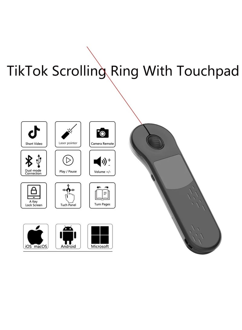 TikTok Scrolling Ring Remote with Touchpad & Laser Pointer – Compatible with iOS, Android, Mac & Windows - Image 2