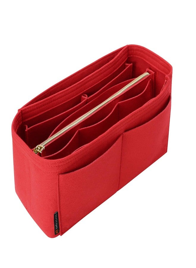 OMYSTYLE Slender Medium Red 11.2"×3.2"×6.4" Meid Purse Organizer Insert for Handbags, Felt Bag Organizer for Tote & Purse, Tote Bag Organizer Insert with 5 Size