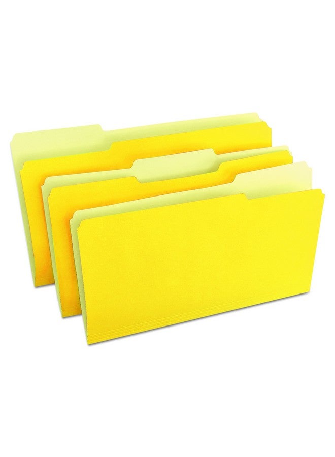 Universal One Universal 10524 File Folders 1/3 Cut Oneply Top Tab Legal Yellow/Light Yellow (Box Of 100)  - Image 2