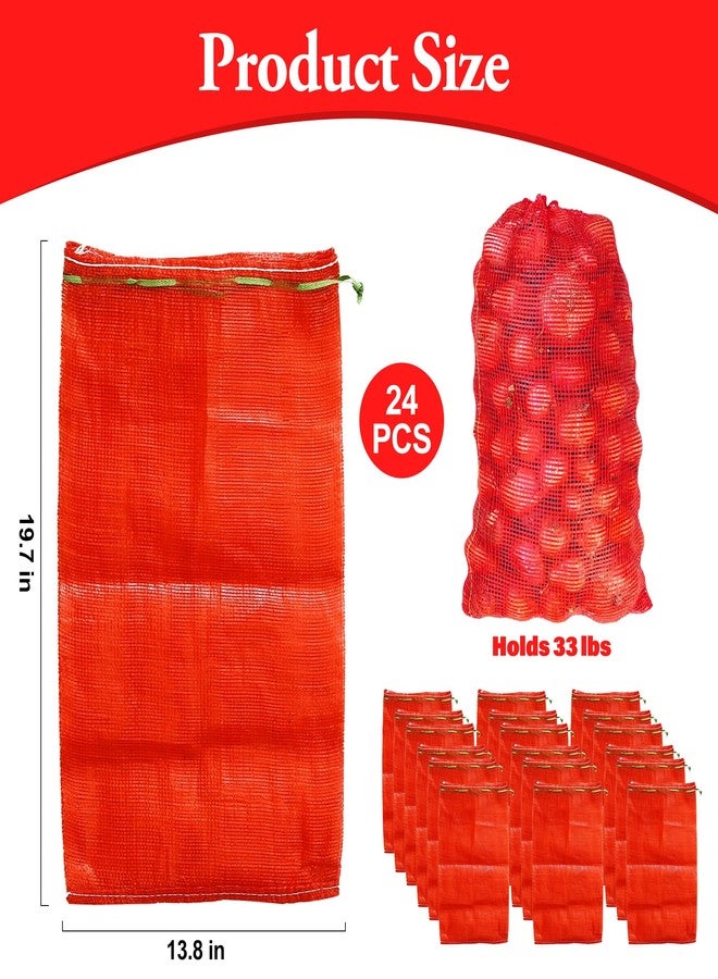 SRXES 24 Pack 20'' x 14'' Mesh Onion Bags, Reusable Drawstring Fresh Produce Storage Bags for Onions, Vegetables, Potatoes, Citrus, Crawfish Firewood - Image 2