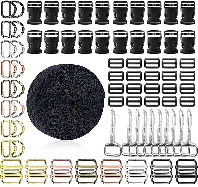 DIY Crafts DIY DIYC11756 Crafts Flat Side Slide Release Buckles TriGlide Slides Nylon Webbing Straps10 Pcs Swivel Clasps Antique Silver  - Image 1