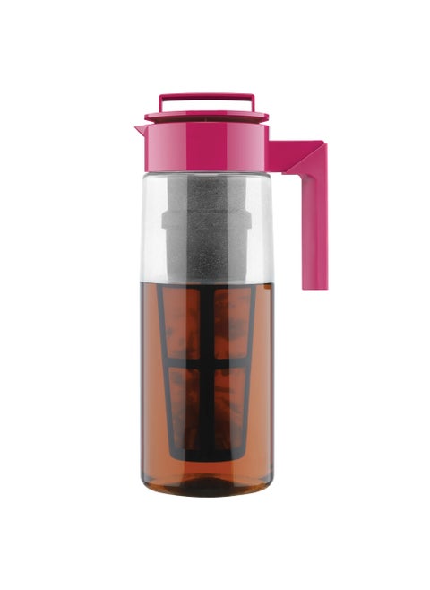 Takeya Flash Chill Iced Tea Maker  Airtight  Durable Iced Tea Maker Jug with Silicone Carry Handle  LeakProof  Lightweight Tea Infuser with Patented Flash Chill Technology  2 Quart Raspberry