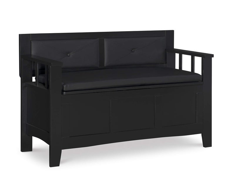 Linon Carlton Padded Bench 445W x 17D x 30H Black
