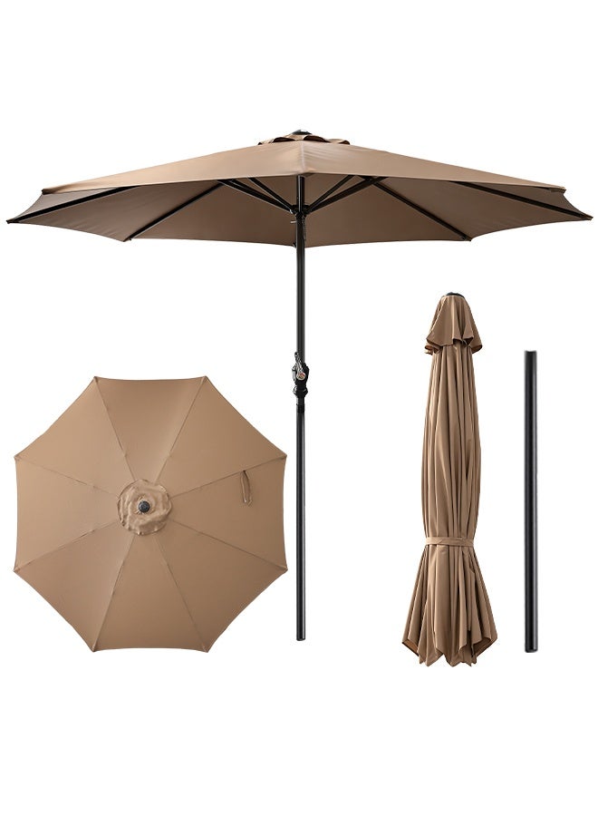 SOLARALIFE 9FT Patio Umbrella Khaki, Outdoor Beach Umbrella with Double Vent, UPF 50+ Waterproof Solution, 8-Rib Metal Frame, Crank Lift System, for Patio, Pool, Beach,  Parties and Family Activities - Image 1