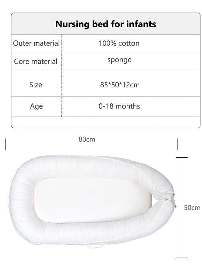 Baby Nest Bed, Newborn Nursery Pillow, Baby Nests Cozy,Infant Breastfeeding Pillows, Baby Wedge Pillow Nursery Pillows, Prevent Spitting, Breathable Soft Pure Cotton,Baby Nest Bed for Infants Newborn as Baby Gift (White) - Image 2