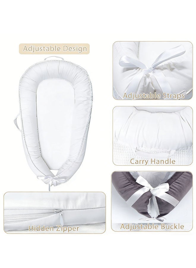 Baby Nest Bed, Newborn Nursery Pillow, Baby Nests Cozy,Infant Breastfeeding Pillows, Baby Wedge Pillow Nursery Pillows, Prevent Spitting, Breathable Soft Pure Cotton,Baby Nest Bed for Infants Newborn as Baby Gift (White) - Image 4