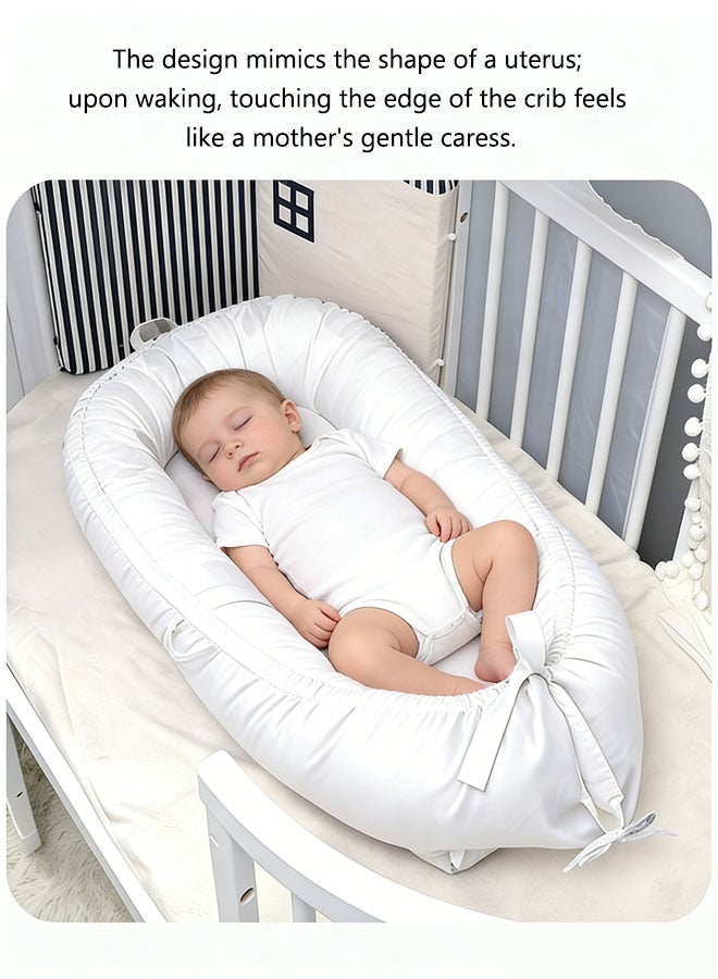Baby Nest Bed, Newborn Nursery Pillow, Baby Nests Cozy,Infant Breastfeeding Pillows, Baby Wedge Pillow Nursery Pillows, Prevent Spitting, Breathable Soft Pure Cotton,Baby Nest Bed for Infants Newborn as Baby Gift (White) - Image 5