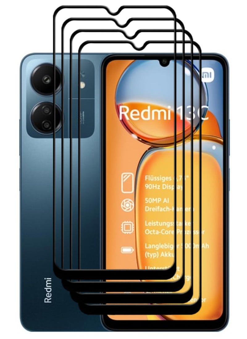 ACLIX 4 Pieces Antistatic ESD Dustproof Premium Quality High Definition Tempered Glass Screen Protector Designed For Xiaomi Redmi 13C - Image 1