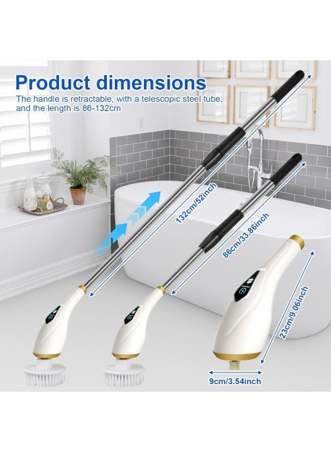 توشيونيكس فرشاة تنظيف كهربائية دوارة لاسلكية مزودة بـ 6 رؤوس فرشاة مثقاب قابلة للاستبدال وذراع تمديد قابل للتعديل، فرشاة دش كهربائية للحمام والمطبخ وأرضية وبلاط وحوض الاستحمام - Image 2