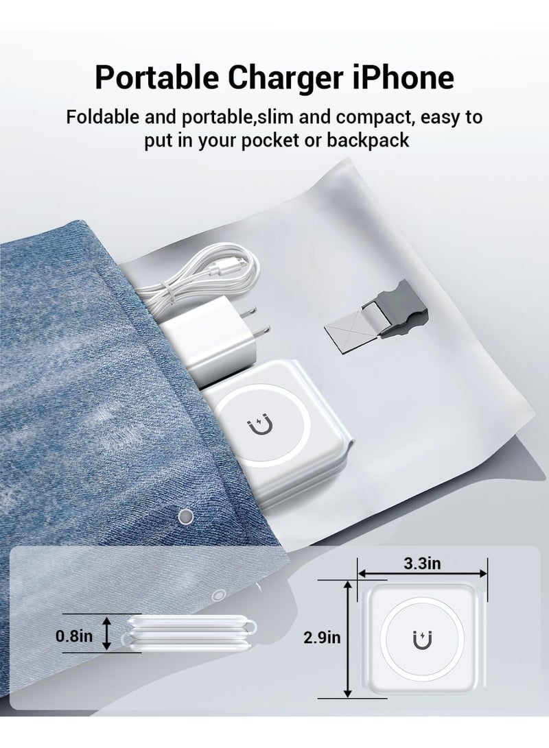 منتقي 3 in 1 Wireless Charger Station – Foldable Magnetic Charging Pad for iPhone, Apple Watch & AirPods, 18W Fast Charging Dock, Portable Travel Charger Stand for iPhone 15 14 13 12 Pro Max, Mag-Safe Compatible - Image 2