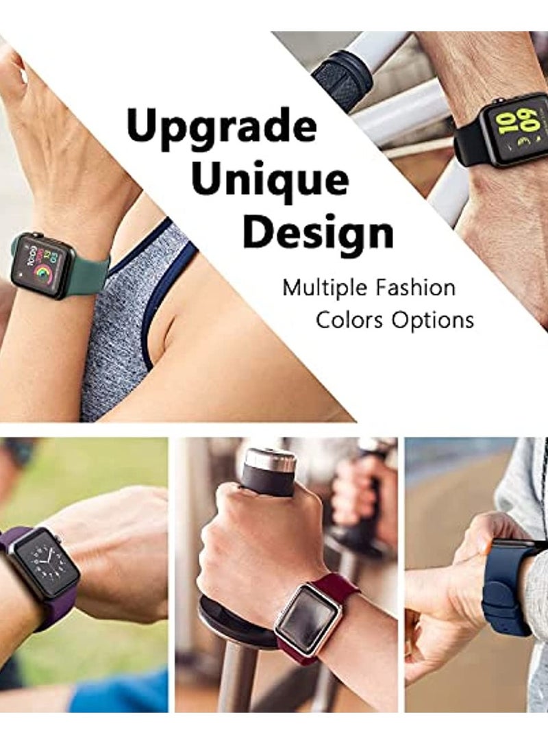 6 Pack Sport Bands Compatible with Apple Watch Band  42mm 44mm 45mm,Soft Silicone Waterproof Strap Wristbands Compatible with iWatch Apple Watch Series Ultra 8 7 6 5 4 3 2 1 SE Women Men - Image 4