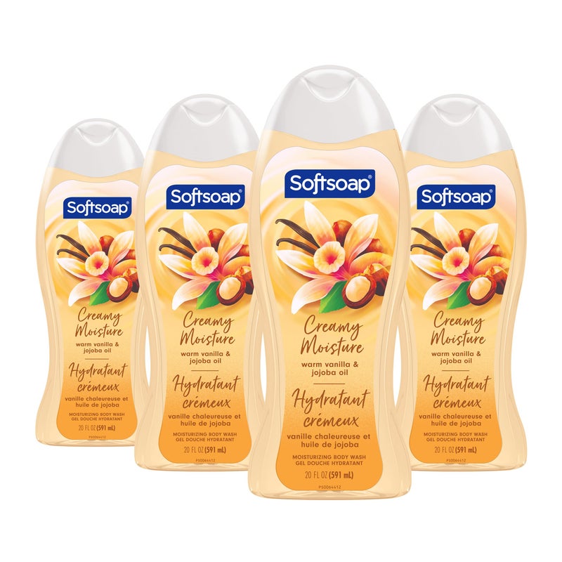 Softsoap Moisturizing Body Wash, Vanilla and Jojoba Oil - 20 Fluid Ounce (4 Pack) - Image 1