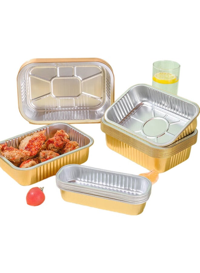 Faxilon Faxi Long Golden Thick Air Fryer Special Paper Tin Foil Trays And Bowls, 10 Pieces, 1050Ml, For Baking, Barbecue, Oven, Aluminum Foil Containers - Image 3