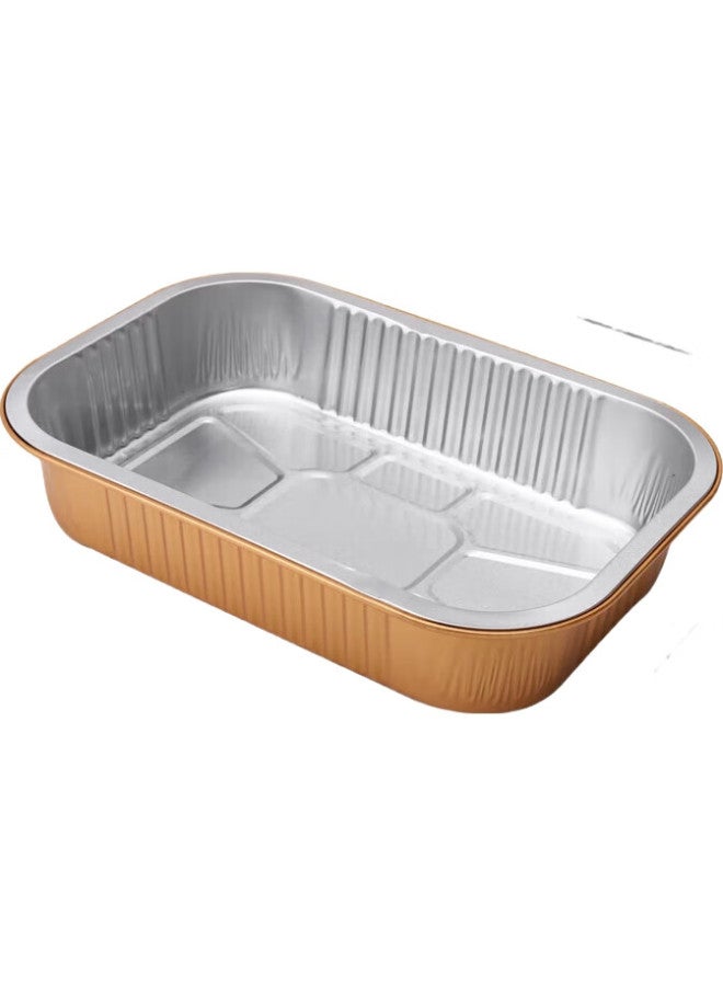 Faxilon Faxi Long Golden Thick Air Fryer Special Paper Tin Foil Trays And Bowls, 10 Pieces, 1050Ml, For Baking, Barbecue, Oven, Aluminum Foil Containers - Image 1