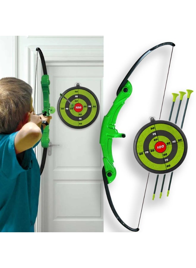 Hostfull Kids Bow And Arrow Set | Green, Bow Arrow Toy Set with Targets | 3 Suction Cup Arrows and Quiver | Archery Toy Set with Bag | Outdoor Toys for Kids Boys & Girls Ages 5+ - Image 1