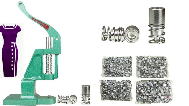 Asiatic Asiatic Cast Iron Complete Set Fabric Heavy Button Press Making Machine Kit and 4 Dies 18223040 Number 2500 Shells Standard 
