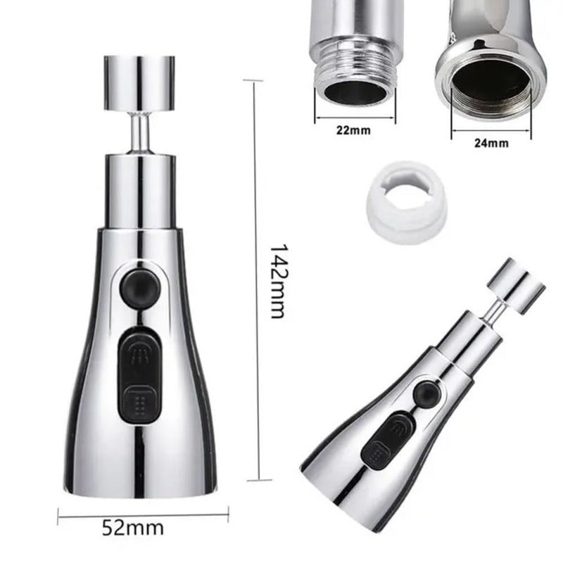 Rylan Universal Kitchen Faucet 3Function Pull Down Sink Sprayer Attachment for Faucet Pull Out Spray Head Big Angle Rotatable Anti Splash Faucet for Kitchen Rotating Sink Faucet Aerator Silver - Image 2