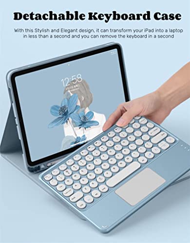 AnMengXinLing Keyboard Case for iPad 9/8/7 (10.2 inch) - Slim Leather Folio Smart Cover with Touchpad Detachable Keyboard and Pencil Holder - New Pink - Image 3