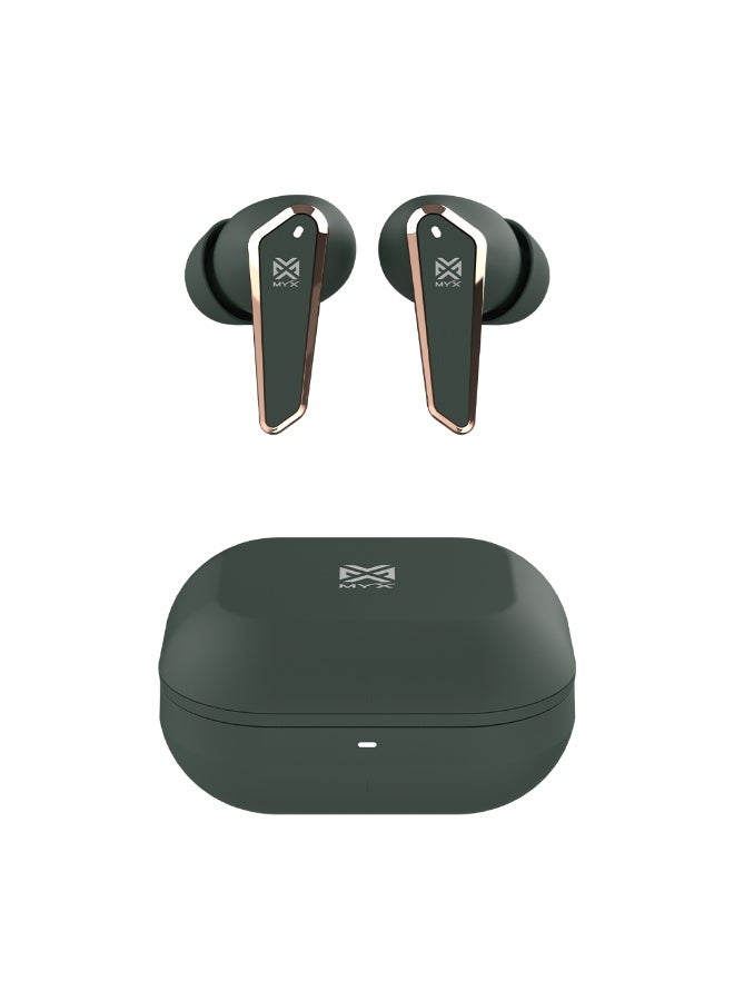 MYX SnapBuds MT52G True Wireless Earbuds | ENC Noise Cancelling with 4 Microphones | 40H Ultra-Long Battery Life | Bluetooth 5.3 | 11mm HD Sound Drivers | Fast Charging (45 Min) | Magnetic Compact Design | Compatible with iPhone, Samsung, Android - Green - Image 1