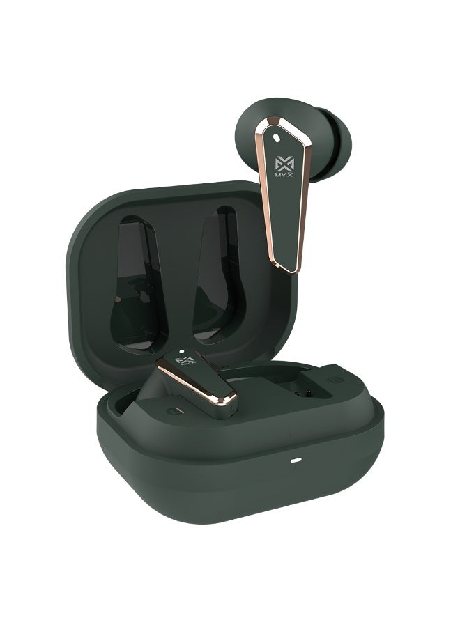 MYX SnapBuds MT52G True Wireless Earbuds | ENC Noise Cancelling with 4 Microphones | 40H Ultra-Long Battery Life | Bluetooth 5.3 | 11mm HD Sound Drivers | Fast Charging (45 Min) | Magnetic Compact Design | Compatible with iPhone, Samsung, Android - Green - Image 2
