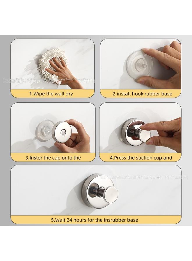 Bluejw Stainless Steel Suction Cup Hook Toilet Non-perforated Clothes Hook Hook Vacuum Suction Cup Single Hook - Image 5