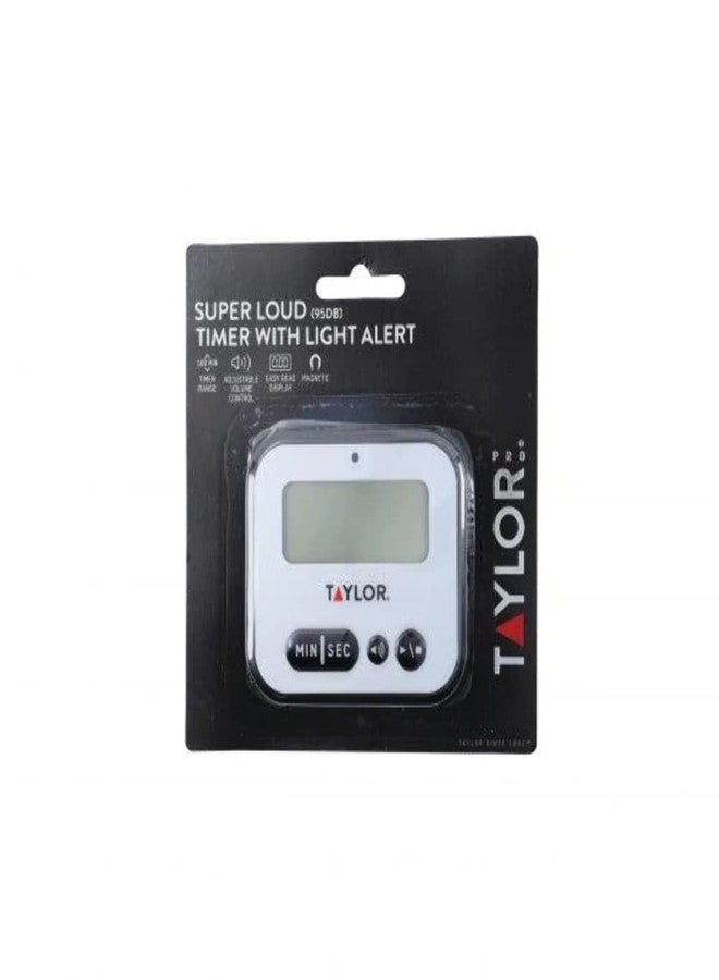 Taylor Kitchen Timer, Professional Loud Digital Timer with Alert Light, Stopwatch Function, White & Black - Image 4