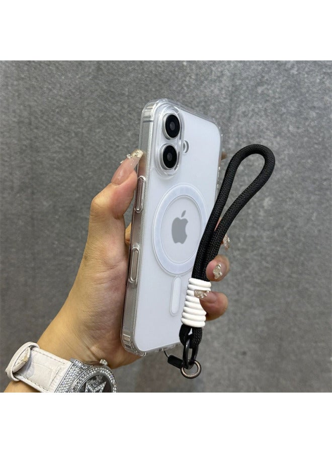 Suitable For Iphone16promax Mobile Phone Case, Transparent Skin-like Magnetic Suction With Lanyard, Apple 17/15 Simple Anti-fall X