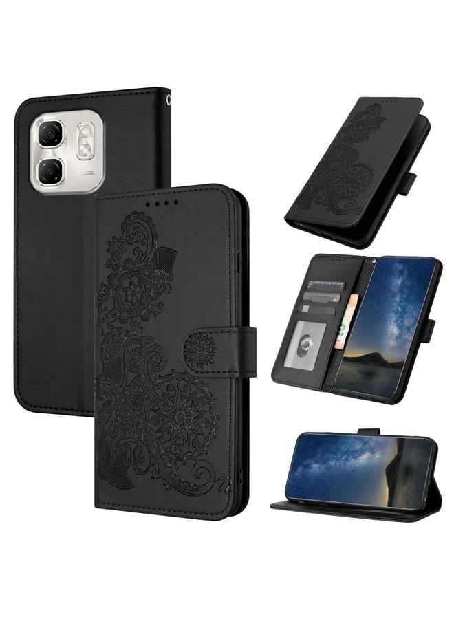 Zaboon Case For Infinix Hot 50i / Smart 9 Datura Flower Embossed Flip Leather Phone Case - Image 1