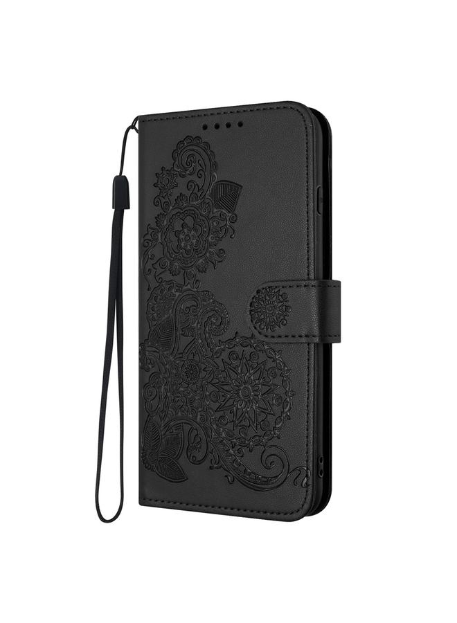 Zaboon Case For Infinix Hot 50i / Smart 9 Datura Flower Embossed Flip Leather Phone Case - Image 3