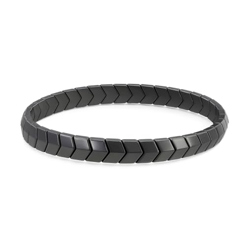 VAMA FASHIONS Gunmetal Stretchable Chevron Arrow Bracelet Wrist Band Enhances Will Power Controls Heartbeat Boosts Spiritual Powers Protection from Evil Eye Hand Accessory for Men & Boys - Image 1
