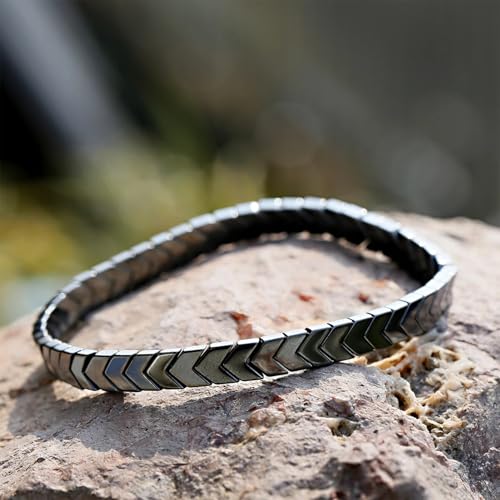 VAMA FASHIONS Gunmetal Stretchable Chevron Arrow Bracelet Wrist Band Enhances Will Power Controls Heartbeat Boosts Spiritual Powers Protection from Evil Eye Hand Accessory for Men & Boys - Image 4