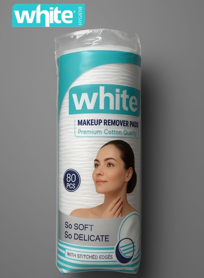 White Makeup Remover Cotton Pads 80 Pieces - Image 1