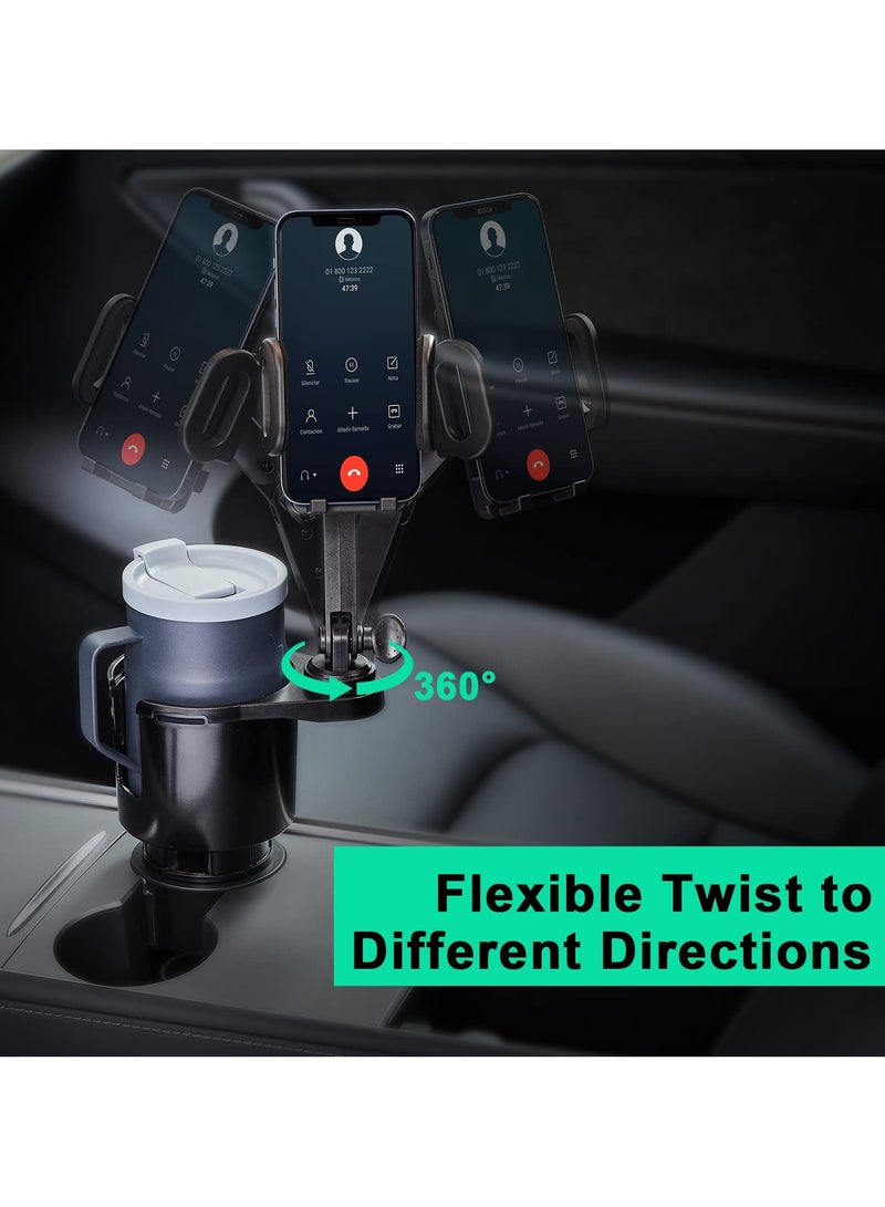 Cup Holder Phone Mount, 2 in 1 Cup Holder Expander for Car Long Arm with 360°rotation Cup Holder Cell Phone Holder for Car Compatible with All Smartphones - Image 5