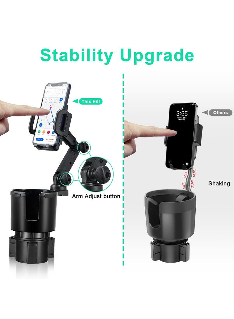 Cup Holder Phone Mount, 2 in 1 Cup Holder Expander for Car Long Arm with 360°rotation Cup Holder Cell Phone Holder for Car Compatible with All Smartphones - Image 3