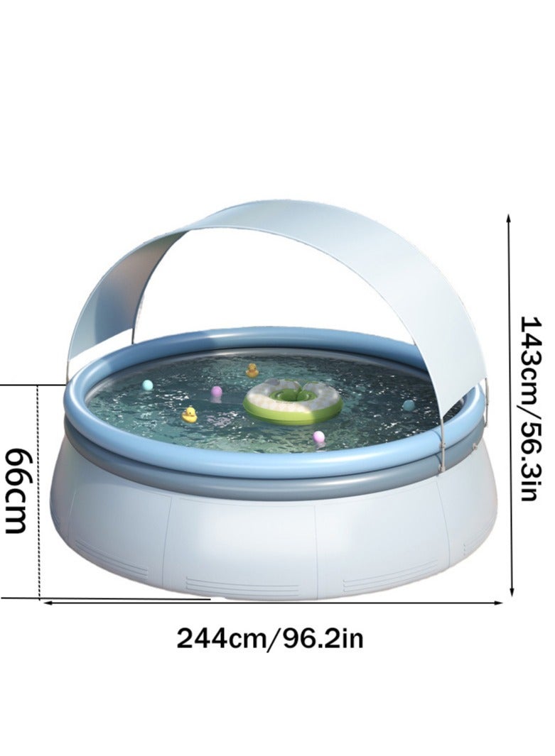 RAKAY UV-Protected Inflatable Swimming Pool with Canopy,Diameter is 244cm, Oversized Adult Pool，0.35mm ultra-thick Pool Wall, PVC Material, Grey - Image 2