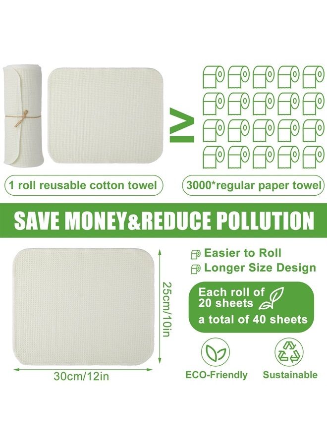 meekoo 40 Pcs Reusable Paper Towels Washable Paperless Paper Towels Highly Absorbent Reusable Kitchen Towels Kitchen Wash Cloths for Dishes Organic Cotton Napkins for Cleaning Bathroom, 10 x 12 Inch  - Image 2