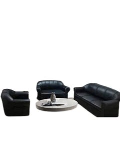 Maharat Al Bahar 6– Seater sofa set PVC Lather -1+2+3- Black 190x80x70 