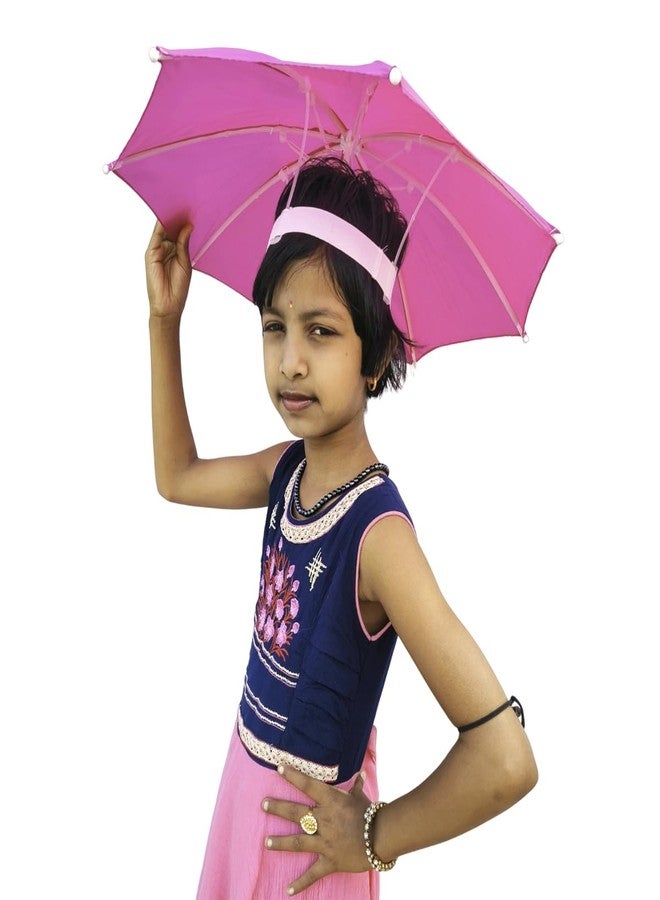 Dark Moon Hat Umbrella for Kids Soft Unbreakable Plastic Hat/Cap Umbrella for Kids/Men/Women and Adults UV & Rain Protection Hat Umbrella for Kids boys and Girls pack of 1 (Pink) - Image 1