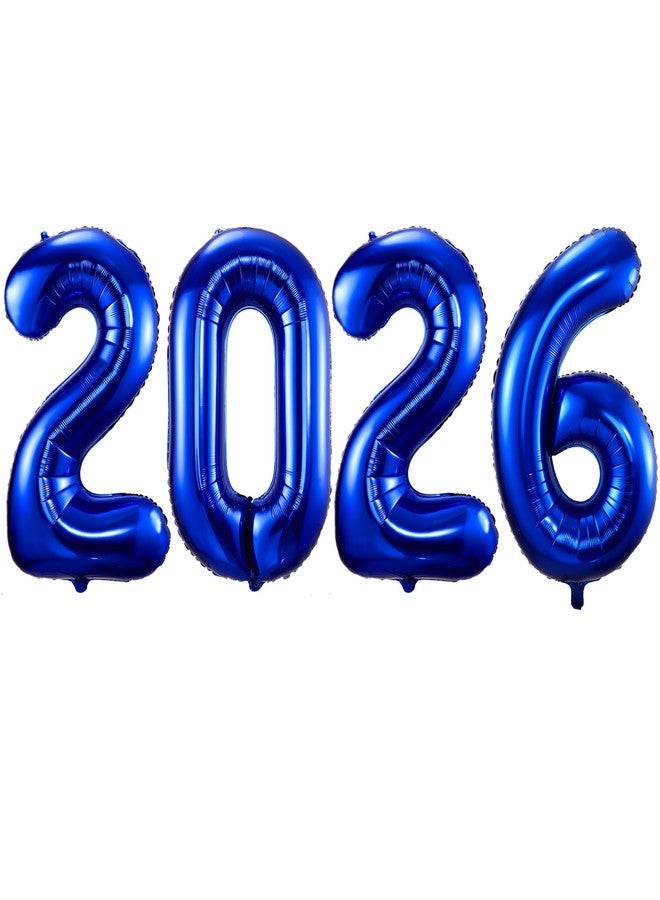 بي بي پوّل بالونات زرقاء داكنة تحمل الرقم 2026، بالونات كبيرة من رقائق المايلر مملوءة بالهيليوم مقاس 40 بوصة، مثالية لتزيين حفلات رأس السنة الميلادية وحفلات التخرج. - Image 1