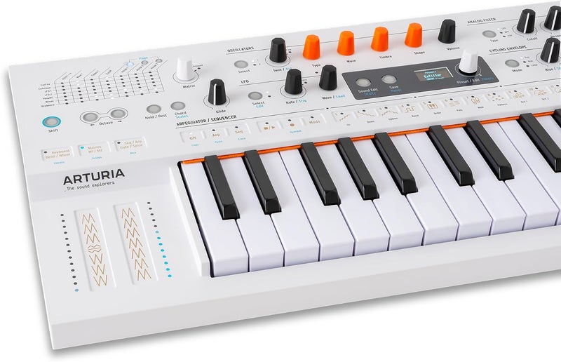 Arturia أرتوريا ميني فريك 37 مفتاح بوليفوني 6 أصوات سينثيسايزر هجين لوحة مفاتيح أبيض ميني فريك فوكدور - Image 4