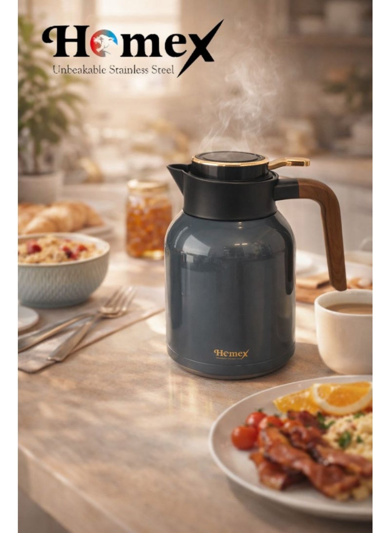 Homex vacuum flask 1.5L/Premium 304 Stainless steel inner/ Double wall Insulated thermos/Long heat retention/Hot&Cold/HB