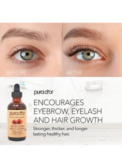 Pura d'or Organic Castor Oil (4Oz + 2 Bonus Prefilled Eyelash & Eyebrow Brushes) 100% Pure Cold Pressed Hexane Free Serum For Fuller Thicker Lashes & Brows & Moisturizes Skin  - Image 4